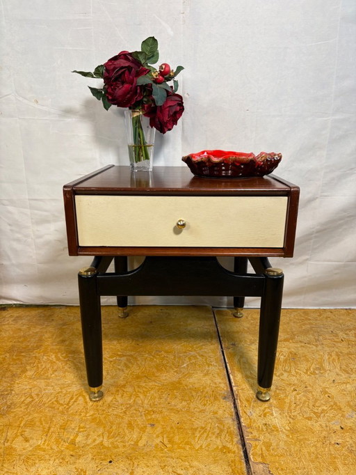 Mid-Century Retro Vintage Teak Side Table by G Plan – Librenza “White China” Range 1950  Designed by E. Gomme • Tola & Black Leg