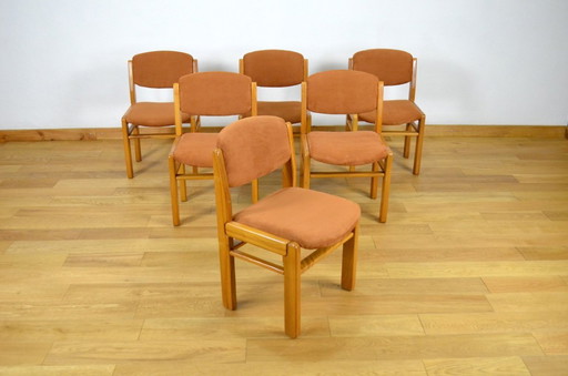 Set di 6 sedie della Maison Regain in olmo e tessuto, 1980