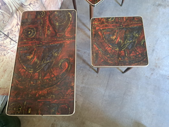 Image 1 of 3-Delige Bijzettafeltjes, Plantentafeltjes 64/47/37x34cm en 46cm Hoog