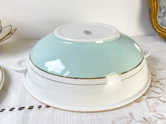 Soupière Vintage Porcelaine Blanche Verte LUNEVILLE EPINAY France Années 50 – Vaisselle (photo 9 of 10)
