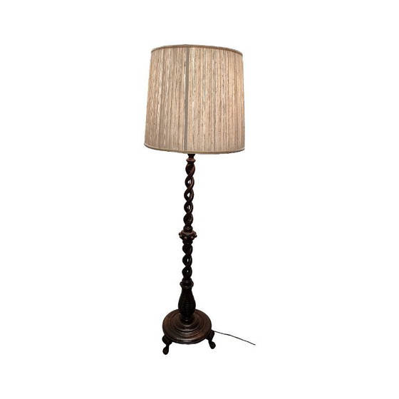 Image 1 of Vintage turned wooden floor lamp, 1950s/60s