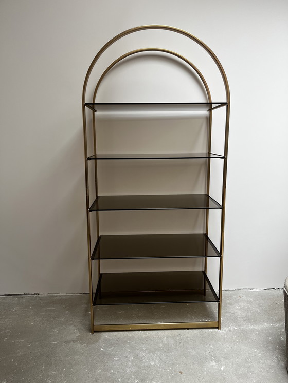 Image 1 of Vetrina aperta in ottone vintage con vetro fumé