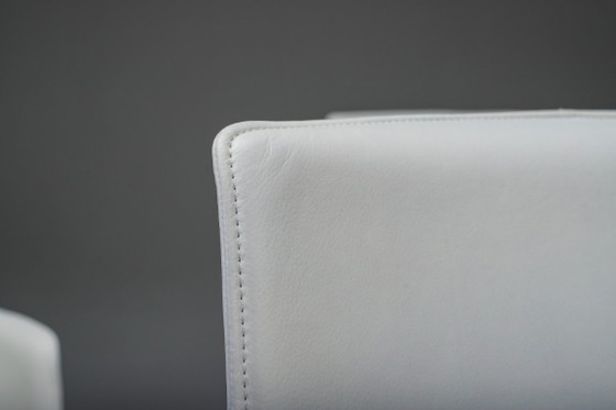 Image 1 of Gio Esszimmerstühle aus ecrufarbenem Leder von Walter Knoll, Deutschland, 2000er Jahre, 8er-Set