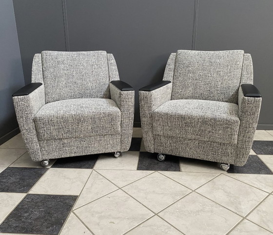 Image 1 of set of 2 grey relax chairs on castors 1970s
