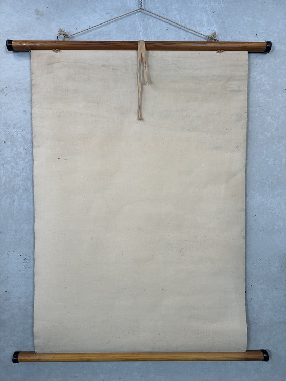 Image 1 of Carte scolaire ancienne en lin 'Clean Script' - D'Haese