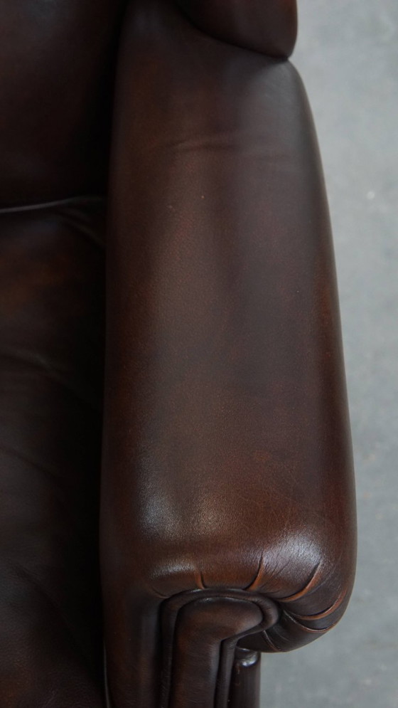 Image 1 of Oorfauteuil gemaakt van rundleer in Engelse stijl