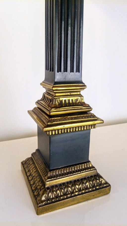 Table lamp - Luxurious Neoclassical Lamp in Gilded Bronze and Royal Green - 56 cm - Bronze