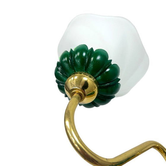 Image 1 of PRECIOSA double wall lamp | Czechoslovakia 1980s | malachite glass | brass | E14