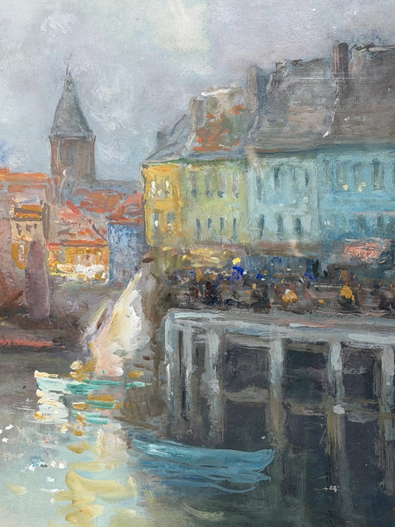 Alexandre Macette – Paisaje portuario en acuarela – Enmarcado – 76 x 65 cm – Pinturas y dibujos (photo 6 of 7)