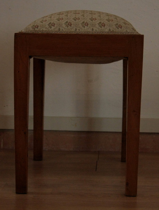 Image 1 of Vintage stool-bench in solid walnut wood, 1950s-60s
