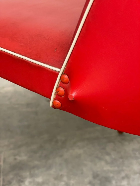 Image 1 of 6 Vintage 50's-60's RODE Skai eetkamerstoelen