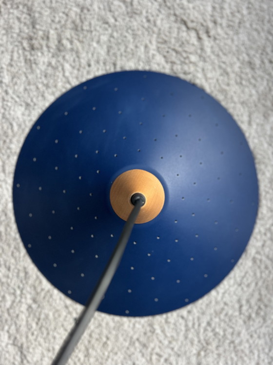 Image 1 of Magnifique suspension Herda vintage – Design milieu du siècle (Bleu/Bois)