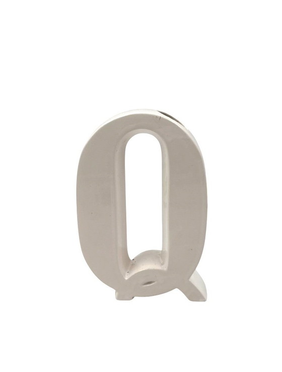 Image 1 of Space age white Q letter shaped ceramic solifleur vase, Marcel Radureau France ca. 1970