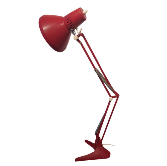 Image 1 of Lampada da scrivania rossa industriale di Ledu, progettata da un architetto svedese di metà secolo.