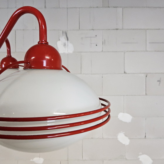Image 1 of Vintage Red Space Age Pendant Lamp / Chandelier (stilnovo) Sputnik (Italian design)