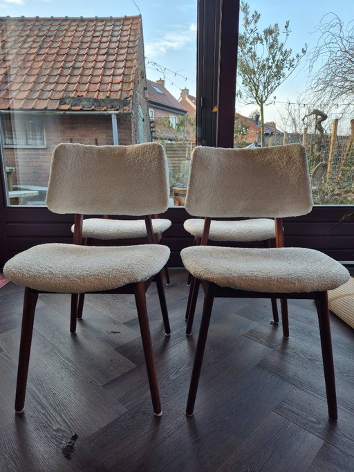 Vintage Danish style dining chairs teddy fabric