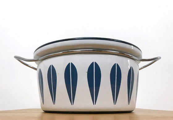 Image 1 of 60s 70s Vintage Cathrineholm of Norway Enamel Lotus Saucepan