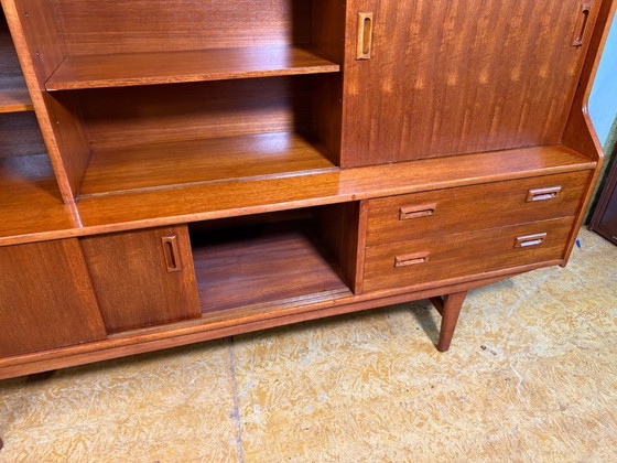 Image 1 of Danish-Style Mid Century Modern Teak Highboard by Elliotts of Newbury (Circa 1960)  A striking mid century modern teak highboard