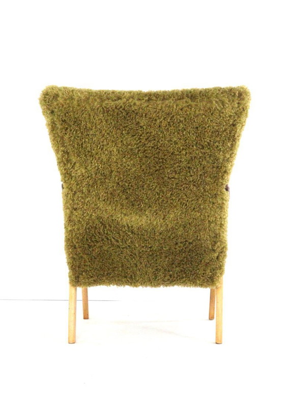 Image 1 of Two tone doodle fauteuil 'Wing' vintage gestoffeerd 