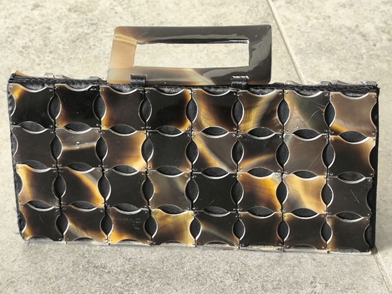 Mid-Century style geometric Lucite Clutch/handbag tortoise shell motif eyecatcher, Clutches, Plexiglass (photo 11 of 14)