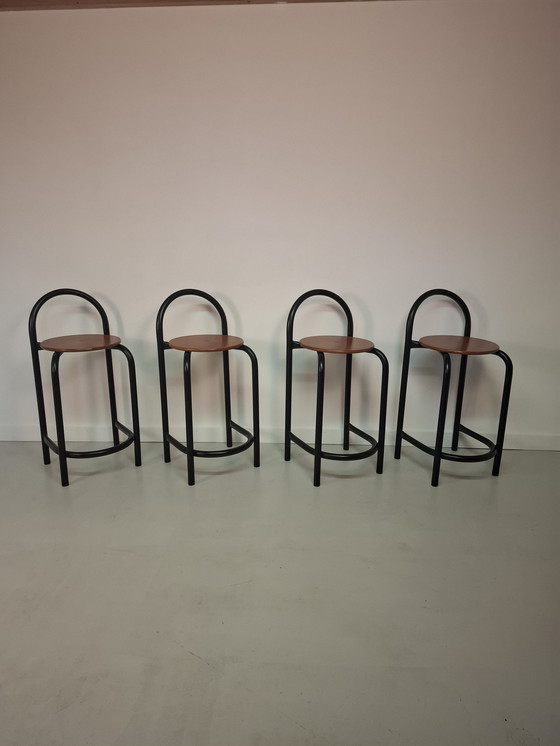 Image 1 of Set di 4 sgabelli da bar postmoderni 1980