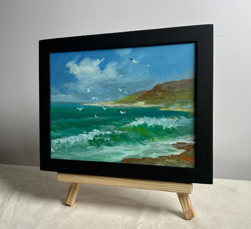 Peinture à l'huile originale Paysage côtier d'été Fraîcheur marine