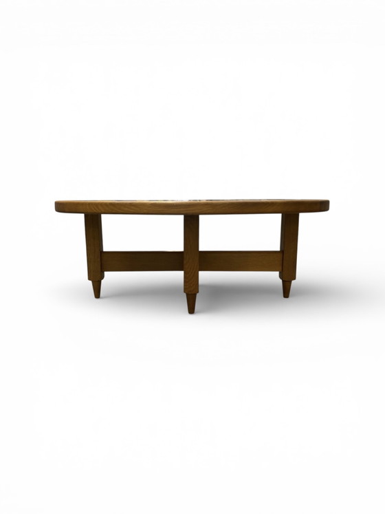 Image 1 of Oval coffee table in oak and ceramic by Guillerme & Chambron for Your Home