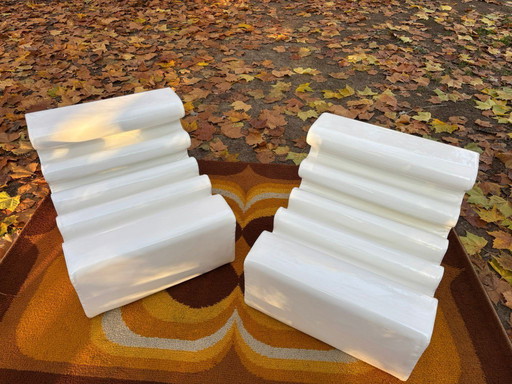 2 poltrone Karelia Lounge Zanotta Liisi Beckmann anni '60 bianche