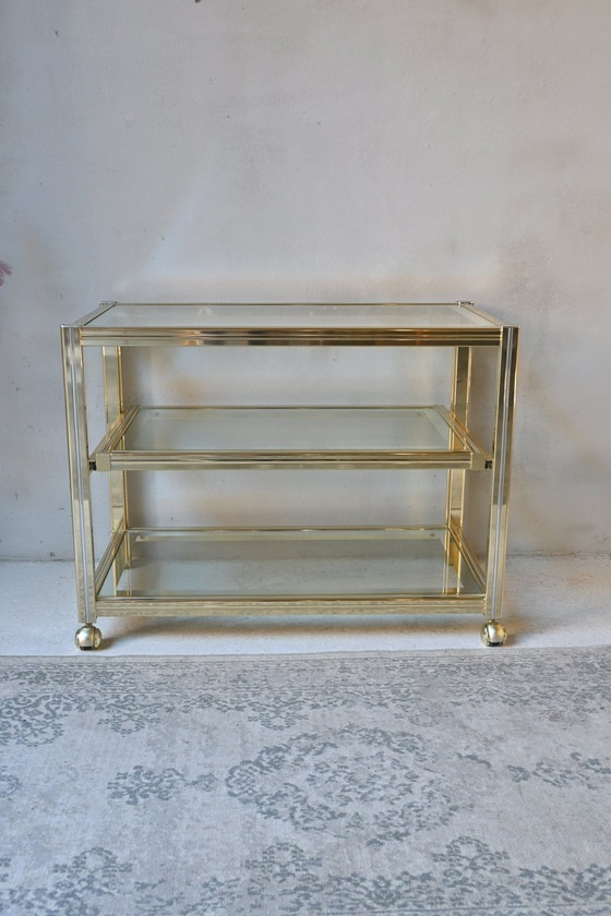 Image 1 of Side Table TV Furniture Pierre Vandel Metal and Glass