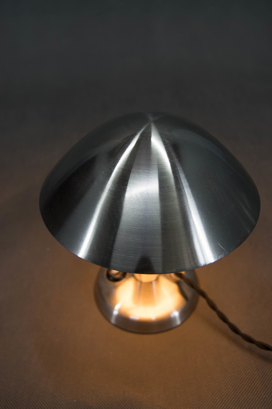 Image 1 of Bauhaus Nickel "Pilz" Tischlampe, Tschechoslowakei, 1930S