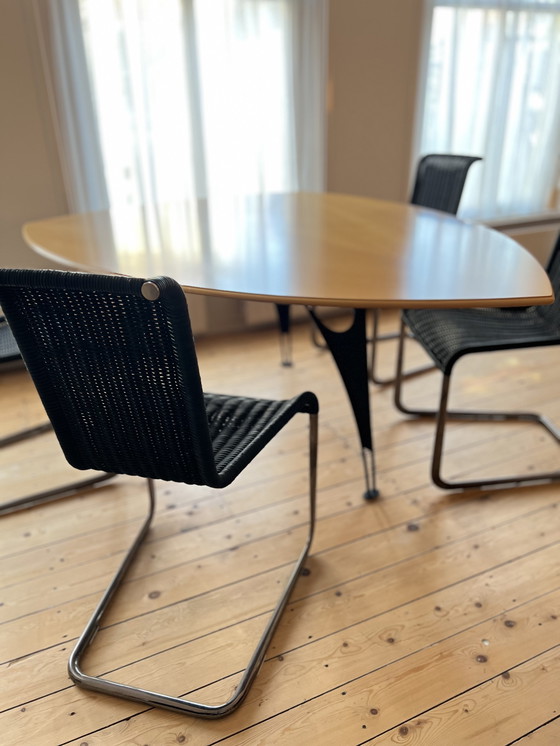 Image 1 of Design organic table + 4 design chairs (Gispen style)