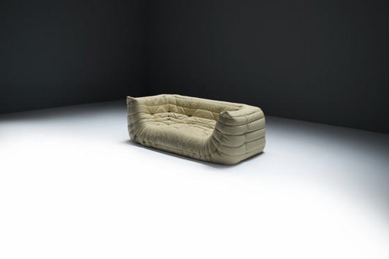 Image 1 of Originele Togo Medium Settee in beige leer 2007 - Michel Ducaroy - Ligne Roset