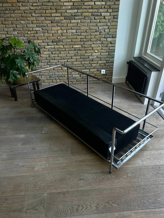Image 1 of Le Corbusier Style Sofa Replica LC3 - Black Leather Designer Sofa