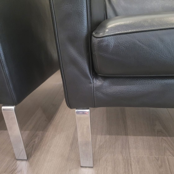 Image 1 of 2 x fauteuils Molinari en cuir noir en bon état