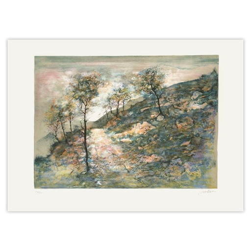 Antonio Rivera Litografía firmada Chemin Alpestre 1985 – lithos zeefdrukken, Paper