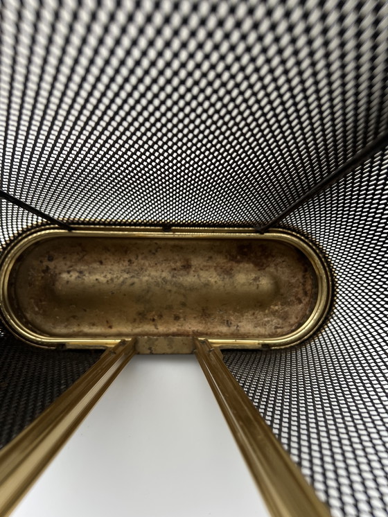 Image 1 of Elegante porta legna/porta giornali – rete metallica con cornice in ottone