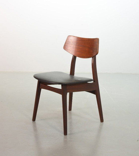 Image 1 of Elegante set di 2 sedie da pranzo in legno di teak Webe di Louis van Teeffelen, 1960.