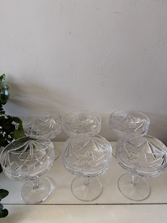 Image 1 of Set of 6 crystal coupe glasses