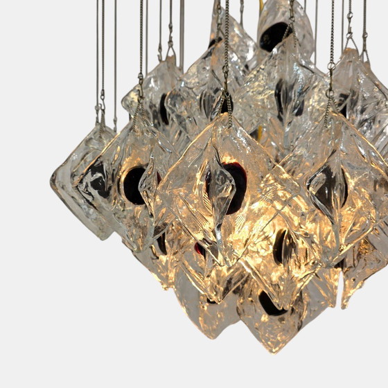 Image 1 of XXL Mazzega floating chandelier 60s Murano 48 glass parts. Vintage