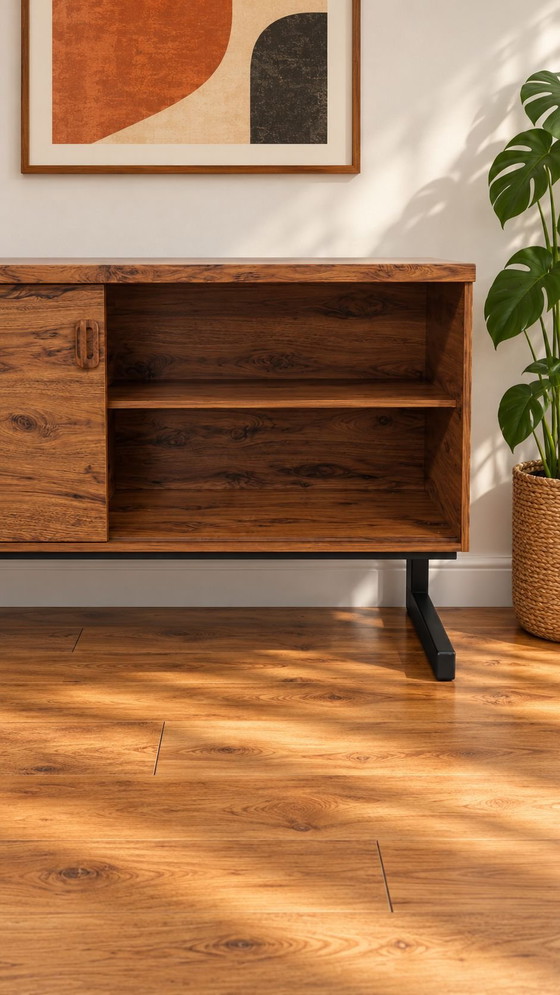 MEX Mobelfabrik vintage Sideboard, Metal, Wood, Black (photo 5 of 9)