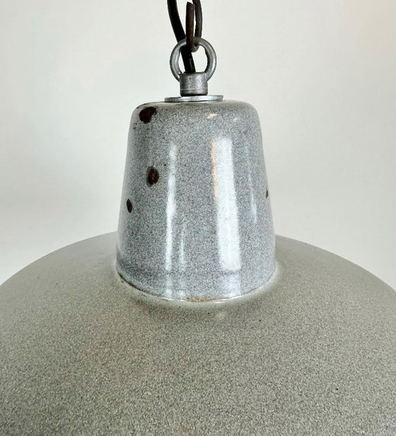 Image 1 of Industrial Grey Enamel Factory Lamp, 1960s