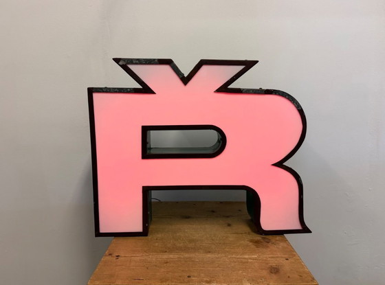 Image 1 of Large Vintage Illuminated Advertising Letter Ř , 1960s