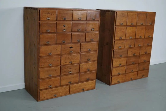 Image 1 of Vintage Duitse grenen en eiken apothekerskast, jaren 1950