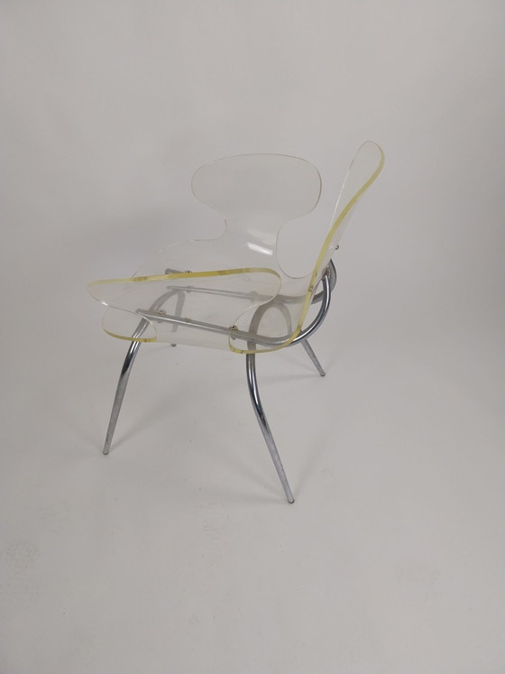 1x 1970s transparent perspex armchair with chrome base – Plexiglass (photo 5 of 7)