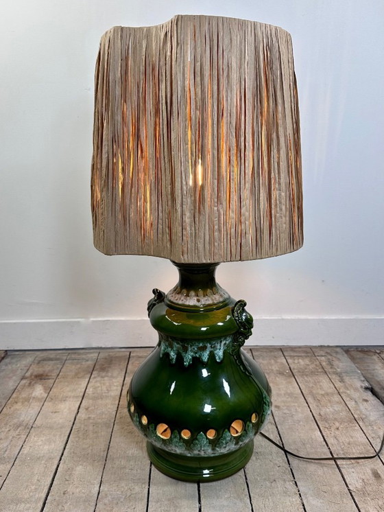 Image 1 of Vintage 1960 groene keramische lamp