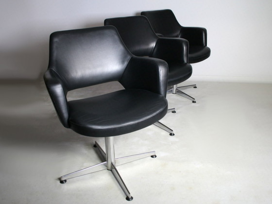 Image 1 of Original Wilde & Spieth cuir fauteuil pivotant Egon Eiermann chaise de bureau