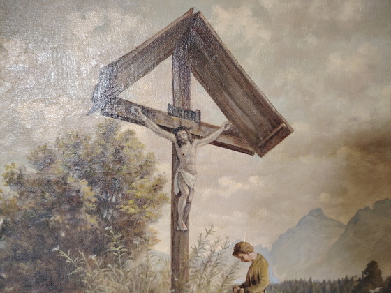 Image 1 of Peinture à l'huile de Lorenz Lehner avec paysage de signature Bavière