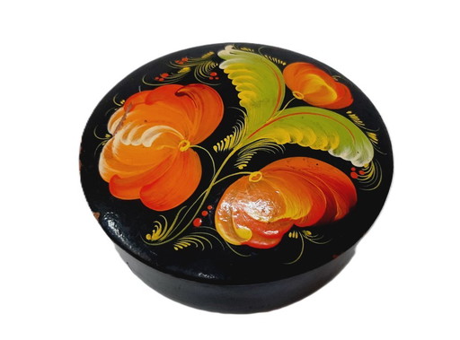 Runde Hohloma-Box aus Holz