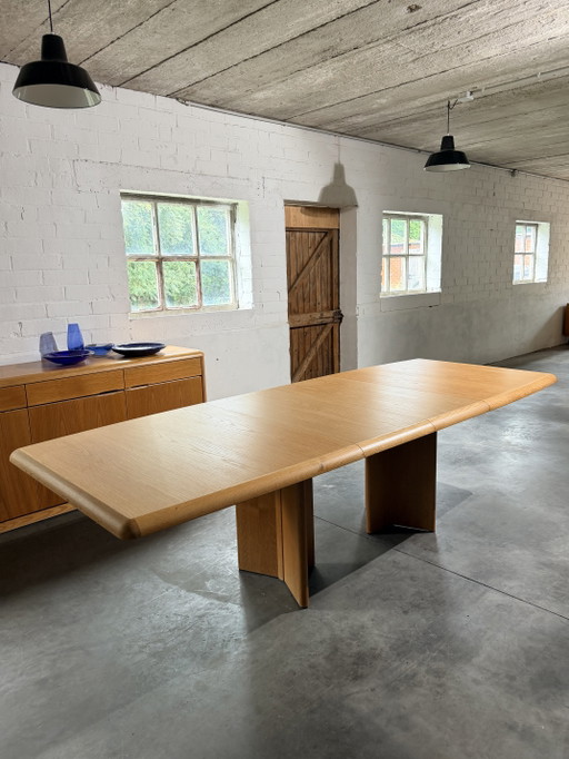 Extendable Oak Table 'Serie Ann', Van Den Berghe-Pauvers, Belgium, 1970s
