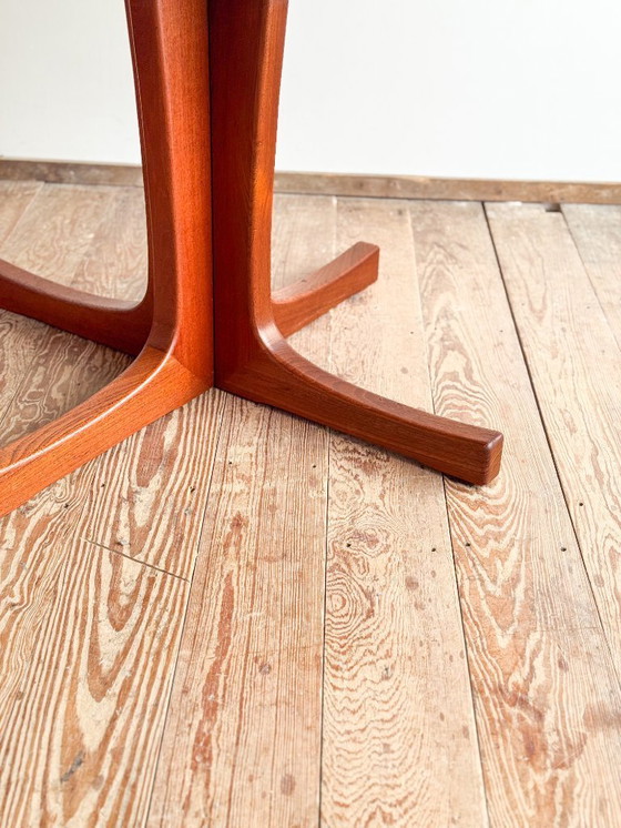 Image 1 of Mid Century Scandinavian Round Teak Dining Table with Extensions